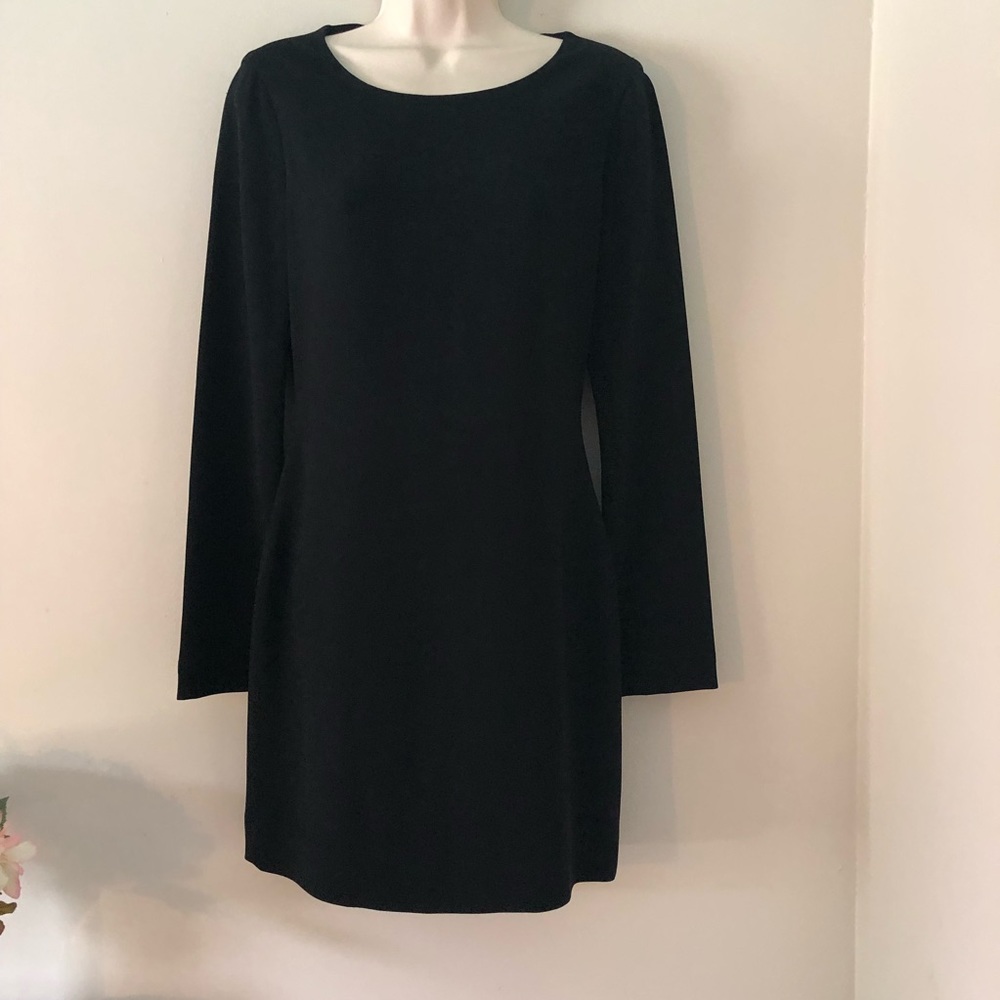 Diane von Furstenberg Black Giada Crepe Long Sleeve Mini Dress DVF Size 4 - Picture 5 of 16